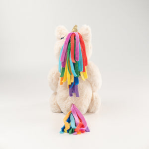 Wonderlings Gilbert Unicorn plush toy, back view.